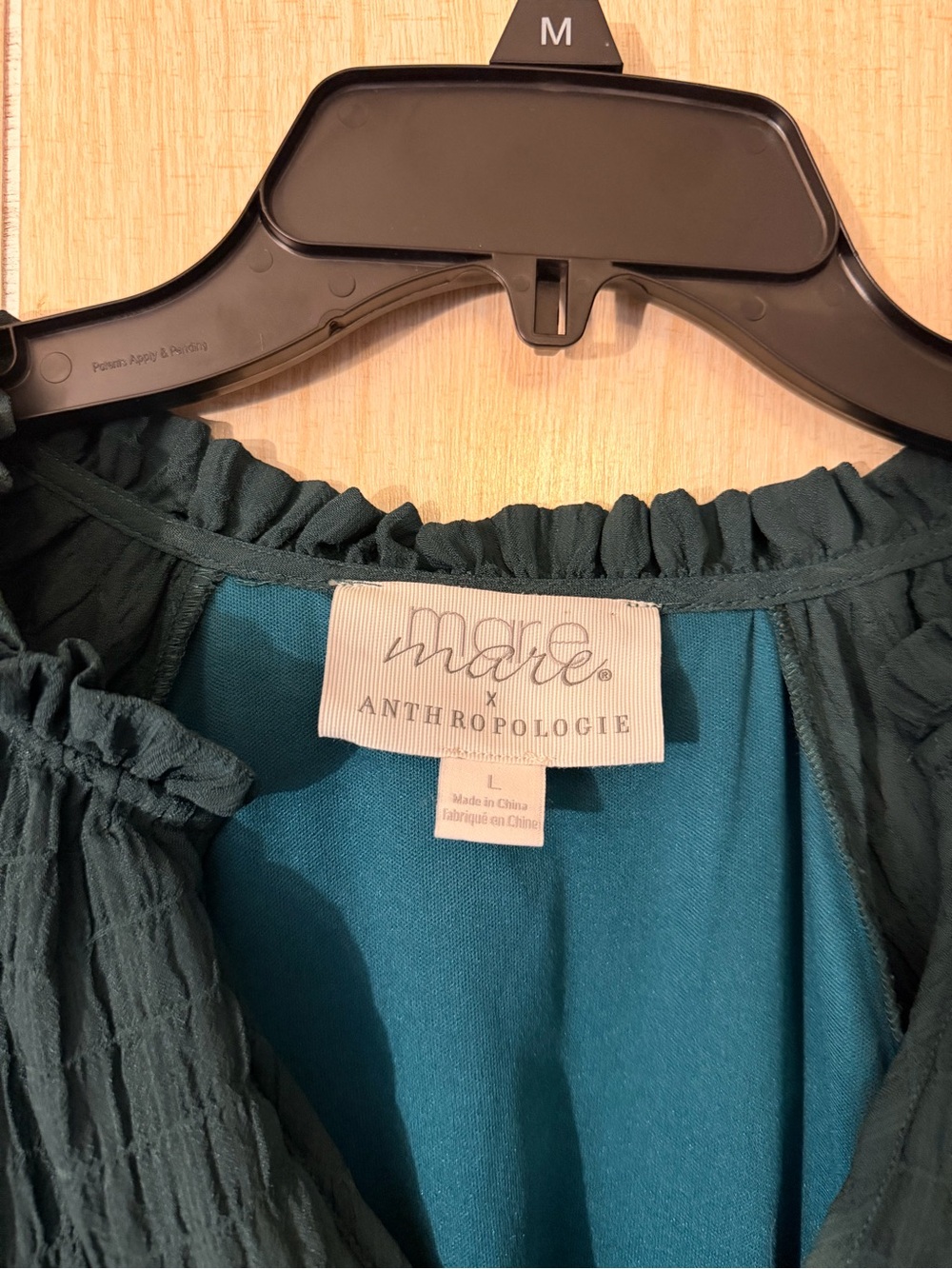 Anthropologie Teal Textured Tiered Long-Sleeve Dress Mare Mare - Picture 3 of 5